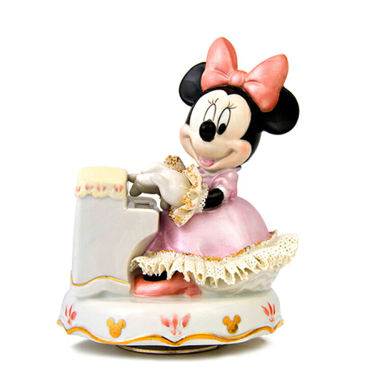楽天市場 ディズニー レースドール オルゴール ミニー ピアノ弾き カラー H17cm Disney 置物 インテリア せともの本舗