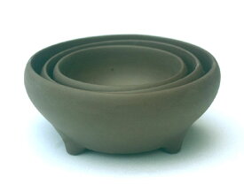 【清峰造】植木鉢鉄鉢三組（ウ泥）【和風植木鉢 ミニ盆栽鉢 陶器 磁器】