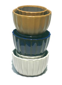 清峰 植木鉢 4号菊型（色釉）【和風植木鉢 ミニ盆栽鉢 陶器 磁器】