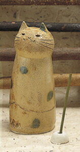 黄瀬戸猫香炉 贈り物ギフト プレゼント プチギフト お線香立て 販売 御香 お香 香炉 アロマ 癒しグッズ 内祝 快気祝 引越祝 新築祝