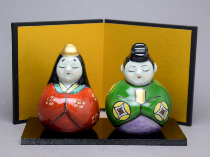 楽天市場】【雛人形 コンパクト】有田焼円左エ門窯丸雛 置物（屏風 