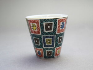 九谷焼 青効窯縁起ちょこコレクション 吉祥-KISSYO-石畳文