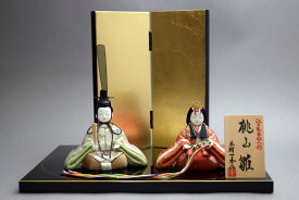 江戸木目込人形　桃山雛敷板（会津塗）・屏風（金沢箔）付【木村一秀作　ひな人形　雛人形】