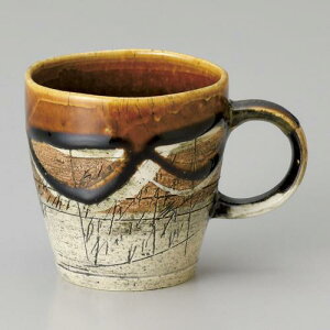 【鶴林窯 林英樹】【ギフト/贈答品】飴釉刻紋山路マグカップ