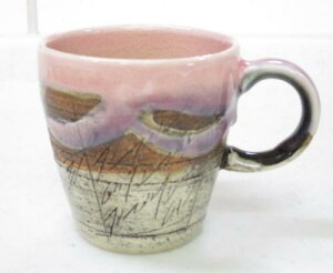 【鶴林窯 林英樹】【ギフト/贈答品】ピンク釉刻紋山路マグカップ