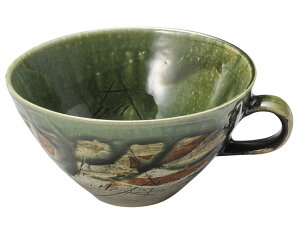【ギフト/贈答品】【鶴林窯 林英樹】織部刻紋スープカップ