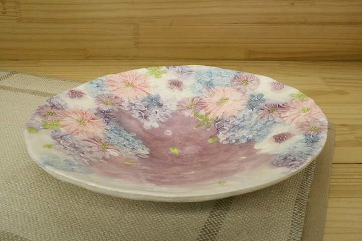 Creema陶器市2024 工房ゆずりは パスタ皿 繊細な絵付けの花柄が