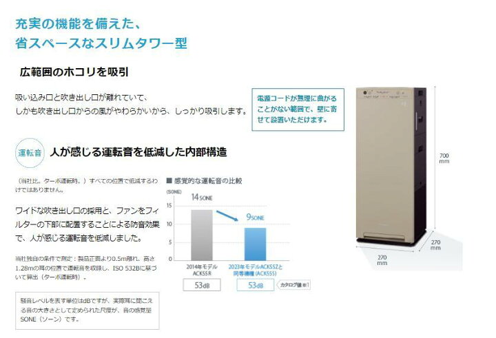 楽天市場】[ACK555A-C]ダイキン 加湿ストリーマ空気清浄機 カーム 