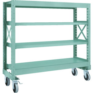 TRUSCO R3型ボルト式中量棚W1500XD500XH1400 R3-4554-U150 4段 Φ150 ウレタンキャスター付