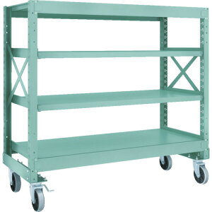 TRUSCO R3型ボルト式中量棚W1500XD600XH1400 R3-4564-U150 4段 Φ150 ウレタンキャスター付