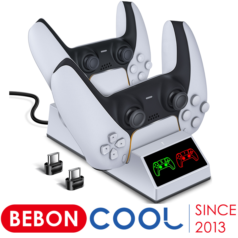 BEBONCOOL ps5 コントローラー 充電器 PS5 コントローラー 充電スタンド プレイステーション5 充電 スタンド ２台同時充電可能 収納 PS5 コントローラー 充電 周辺機器 充電台 １年保証