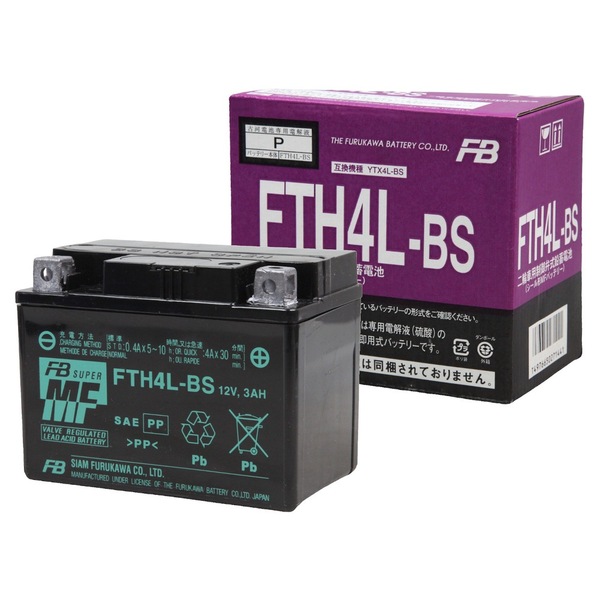 古河電池 FURUKAWA BATTERY<BR>バイク用バッテリー<BR>FTH4L-BS<BR>主な互換品番：<BR>YTX4L-BS・FTX4L-BS・DTX4L-BS・RBT4L TX4L-N