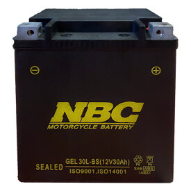 NBCGEL 30L-BSシールド型 バイク用バッテリー アダプター付き GELタイプ 液入充電済
