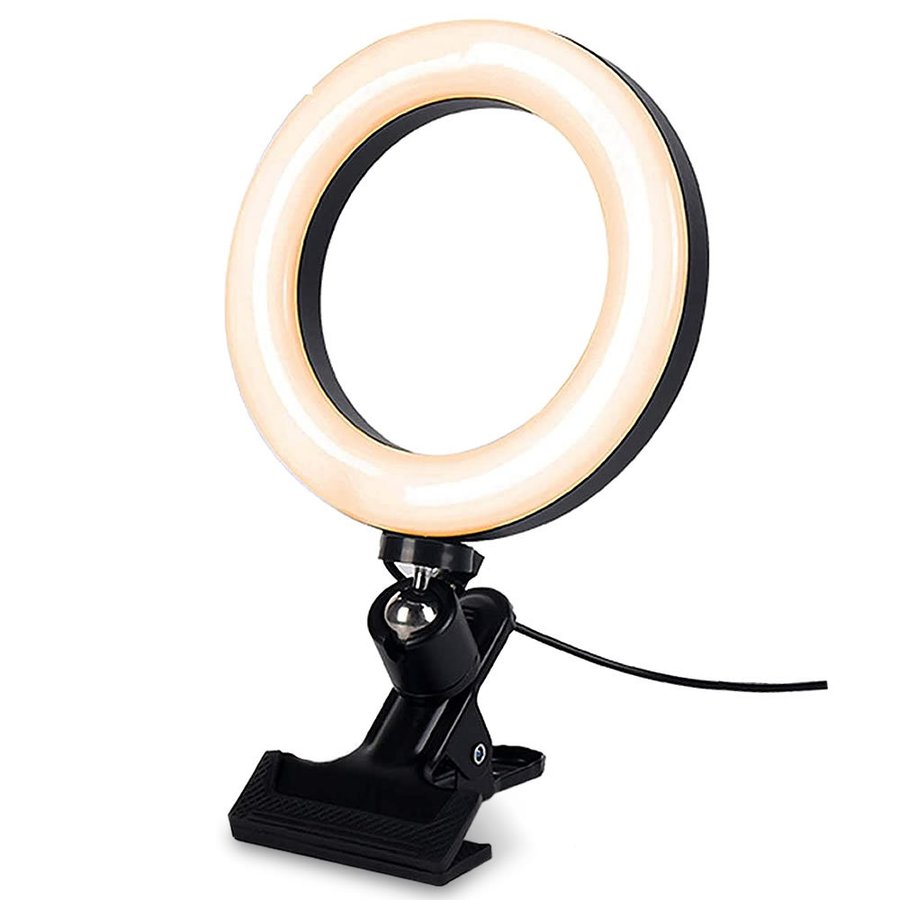 LEDリングライト クリップ式 オンライン ミーティング PC 女優ライト 照明 6.3インチ 高輝度 3色 10レベル調光 360度回転 カメラ映え tecc-maruled