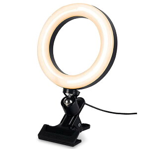 LED�����O���C�g �N���b�v�� �I�����C�� �~�[�e�B���O PC ���D���C�g �Ɩ� 6.3�C���` ���P�x 3�F 10���x������ 360�x��] �J�����f�� tecc-maruled