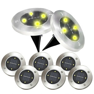 電気代0円 埋め込み式 ソーラーライト LED 8個セット 4LED 自動点灯 スポットライト 防水 ガーデン 玄関 屋外照明 太陽光充電 遊歩道 庭 夜間 誘導灯 tec-umelight8set