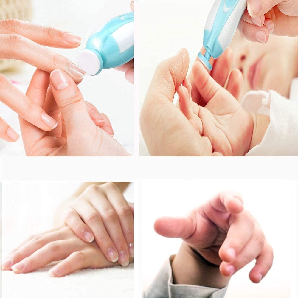 ベビー　電動ネイルケアセット　ブルー　赤ちゃん　爪切り　爪やすり　つや出し　磨き