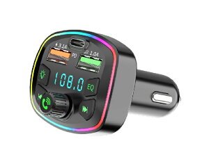 Bluetooth5.0 車載 FMトランスミッター 12v 24v 急速充電 無線 ワイヤレス スマホ ブルートゥース 音楽再生 USB 充電器 カーチャージャー シガーソケット