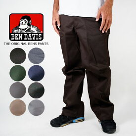 レビューでクーポン★ベンデイビス ワークパンツ BEN DAVIS THE ORIGINAL BENS PANTS RN30512 Black Brown Charcoal Navy Olive Light Grey Khaki 5ポケット 10.5オンス生地 頑丈 ロゴ 定番 チノパン 作業着 カジュアル ベンズパンツ メンズ 男性 大きいサイズ