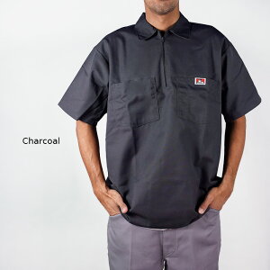 ���r���[�ŃN�[�|�����x���f�C�r�X ���� ���[�N�V���c BEN DAVIS HALF ZIP WORK SHIRTS S/S(1/2ZIPPER) Hickory Light Blue Green Stripe Black Navy Charcoal XXL 2XL �傫���T�C�Y �|�P�b�g�V���c �n�[�t�W�b�v �J�W���A��