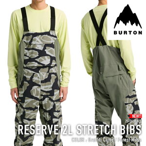 ���r���[�ŃN�[�|����[���{���K�i] �X�m�[�{�[�h �E�F�A �r�u�p���c �o�[�g�� BURTON MEN'S RESERVE 2L STRETCH BIBS Graffiti Camo Forest Moss �����Y 25-26