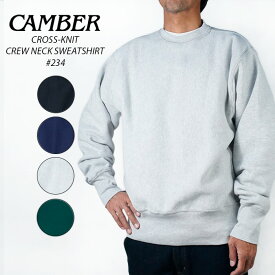 レビューでクーポン★ キャンバー スウェット CAMBER CROSS-KNIT CREW NECK SWEATSHIRT #234 グレー ブラック 黒 ネイビー ヘビーウエイト トレーナー クロスニット クルーネック スウェットシャツ オーバーサイズ 大きいサイズ 裏地 作業着