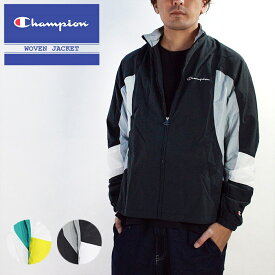 チャンピオン ナイロン ジャケット Champion WOVEN JACKET V9799 Black/Silverstone White Vivid Teal ウーブンジャケット トラックジャケット 秋冬 メンズ 男性 USA企画