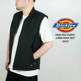 ディッキーズ キルティング ベスト Dickies HIGH PILE FLEECE LINED DUCK VEST TE357 Rinsed Black リンス ブラック 黒 ハイパイルフリースラインドダックベスト レギュラーフィット 作業着 仕事着 メンズ 男性