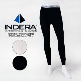 レビューでクーポン★インデラミルズ コットン パンツ INDERA MILLS EXPEDITION WEIGHT COTTON RASCHEL THERMALS PANTS 890DR Natural Black ミリタリーイシュー 軍配給品 ワーク 無地T 厚手 頑丈 メンズ 男性
