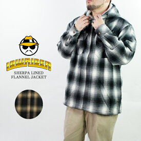 ローライダー クロージング フード付きジャケット LOWRIDER CLOTHING SHERPA LINED FLANNE JACKET kustom Black Brown オンブレチェック フランネル 裏ボア アウター ブルゾン カスタム 大きいサイズ XXL 車 バイク アート ギャング チカーノ メンズ 男性