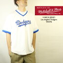 ミッチェル＆ネス ジャージー MITCHELL & NESS MESH V-NECK JERSEY Los Angeles Dodgers White ロサンゼルスドジャース メッシュ Vネック シャツ ベースボールシャツ 半袖 メンズ 男性