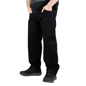レビューでクーポン★プリズンブルース ダブルニー ワークジーンズ デニム PRISON BLUES DOUBLE KNEE WORK JEANS Without Suspender Buttons 123 1231212 Rinsed Black ブラックデニム アメリカ製 作業着 デニムパンツ ワンウォッシュ ワーク 太め 大きいサイズ ワイド Gパン