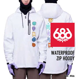 [日本正規品]スノーボード ウェア シックスエイトシックス ジャケット 2024 686 MEN'S WATERPROOF ZIP HOODY ウォータープルーフ ジップフーディー White スノボー 23-24 男性 メンズ フーディ 予約