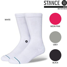 スタンス ソックス 靴下 stance MENS ICON M311D14ICO White Black Grey Neon Pink メンズ ウーマンズ レディース ユニセックス 男性 女性 ロゴ刺繍 22cm-29cm