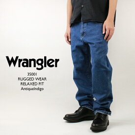 ラングラー ジーンズ デニム Wrangler jeans 35001 RUGGED WEAR RELAXED FIT AntiqueIndigo アンティーク インディゴ メンズ ブルーデニム リラックスフィット ストレート ルーズフィット Gパン