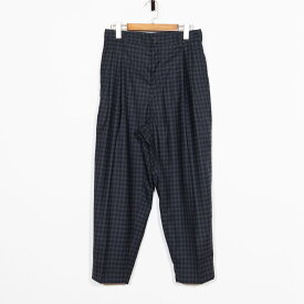 KUON"Gingham Wool/Poly Pleated Pants" 190PT01G200 color:BLACK