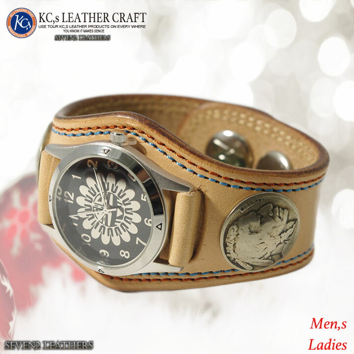 楽天市場 レビューで無料メンテナンス ケイシイズ Kcs 3コンチョダブルステッチ 男女共通腕時計 ブレスレット 牛革 全5色 Kmr502 メンズ レディース ブランド プレゼント 店頭受取対応商品 国産レザー専門店 Seven2 Leathers