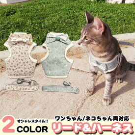 犬 猫 ハーネス リード ペット リーフ 葉 デザイン 服 ウェアハーネス 胴輪 キャット ドッグ h0240