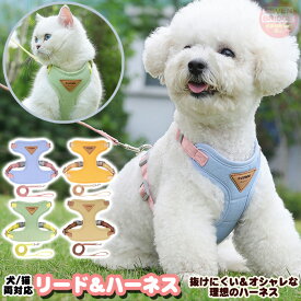 犬 猫 ハーネス リード付 脱げにくい 体に優しい お洒落 カラー ウェアハーネス ペット 服 胴輪 h0566