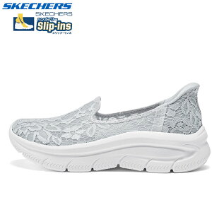スケッチャーズ スリップインズ レディース スリッポン ワイド 幅広 疲れない レース 花柄 おしゃれ スニーカー 厚底 軽量 通気性 クッション性 ウォーキングシューズ 黒 靴 白 ベージュ 春