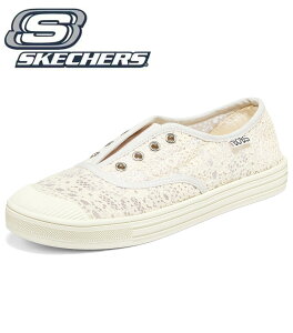 スケッチャーズ スリッポン レディース レース メッシュ 軽量 幅広 スニーカー レース 花柄 通気性 おしゃれ カジュアル 白 夏用 疲れにくい クッション性 50代 春 新作 人気 幅広 フラットシ