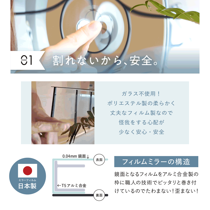 楽天市場】【SS限定35％OFF】 割れない 鏡 ミラー 折りたたみ 二面鏡