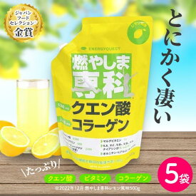 燃やしま専科 レモン風味 500g入 5袋セット 今話題のクエン酸 コラーゲン など栄養成分を詰め込んだ美味しいスポーツドリンク！エナジークエスト もやしませんか 最安値 パウチ 国産 栄養ドリンク 美容健康飲料 水分補給 栄養補給 粉末清涼飲料 健康ドリンク マルチビタミン