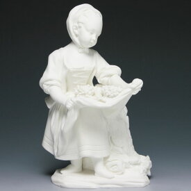 セーブル 希少 ソフトペースト白磁 人形 エプロンを掛けた少女 2000年復刻ハンドメイド ビスケット 置物 飾り物フランス製 Sevres