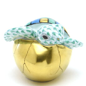 ヘレンドVHV(ビューヘレンド・緑色の鱗模様)(05494)亀・孵化(金彩仕上げ)動物置物・飾り物 オーナメントHEREND ハンガリー 陶磁器