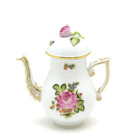 ヘレンドPBR-1(小さな薔薇の花束・ピンク)(00617)ミニコーヒーポット(0.2L)薔薇飾りHEREND　ハンガリーブランド陶磁器飾り物・置物
