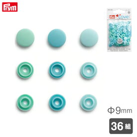 [プリム] カラースナップ Φ9mm (ミントグリーン系アソート) 36組 ヴァリオ工具用 Prym　393502　(取り寄せ品)　(メール便可)