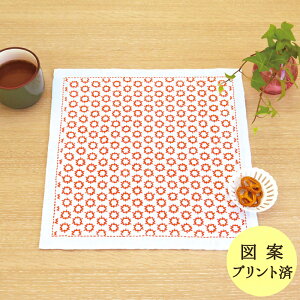 オリムパス 刺し子 キット 一目刺しの花ふきん(こんぺいとう) 34×34cm SK-317 (取り寄せ品) (メール便可)
