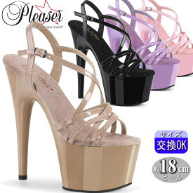 オリジナル特典付 プリーザー ヒール サンダル 厚底サンダル 7インチ 約18cm ヒール ハイヒール クロス ストラップ ステージ ミスコン コンテストベスト ボディ ポールダンス 用 ヒール プリーザーヒール Pleaser 公式 ADORE-713 ADO713/ND/M 即納