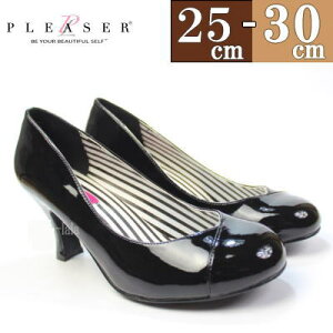 【訳アリ品/ 26cm限定】Pleaser プリーザー ハイヒール パンプス ローヒール 黒 ブラック エナメル 低め 痛くない チャンキー 太 ヒール レディース シューズ ドレス ステージ 衣装 衣裳 靴 用 女